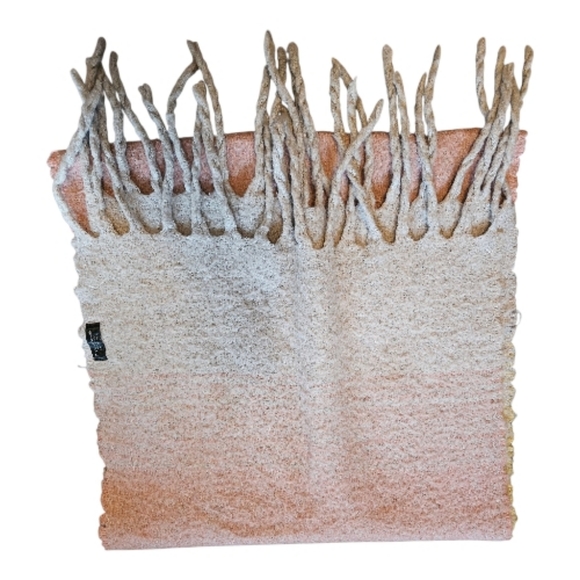 Zara Gradient Fringed Wrap Scarf Shawl Chunky Cozy Textured Ombré Oversized - Picture 3 of 7